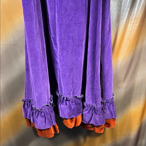 Vintage 70’s‎ Elegant Purple and Orange velvet Maxi Skirt ILGWU made D1 - Picture 3 of 8